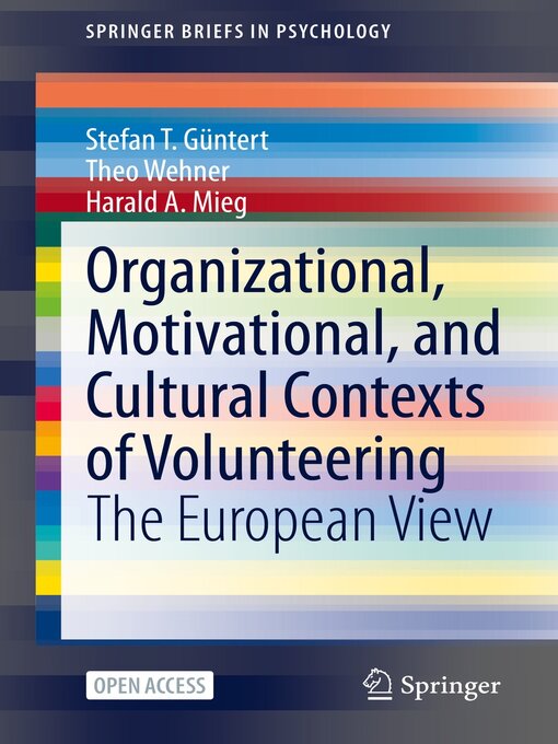 Title details for Organizational, Motivational, and Cultural Contexts of Volunteering by Stefan T. Güntert - Available